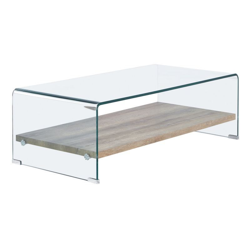 Mesa de centro cristal transparente con bandeja