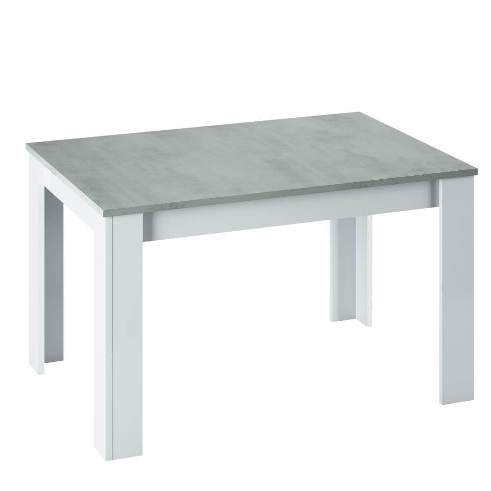 Mesa extensible cemento y blanca