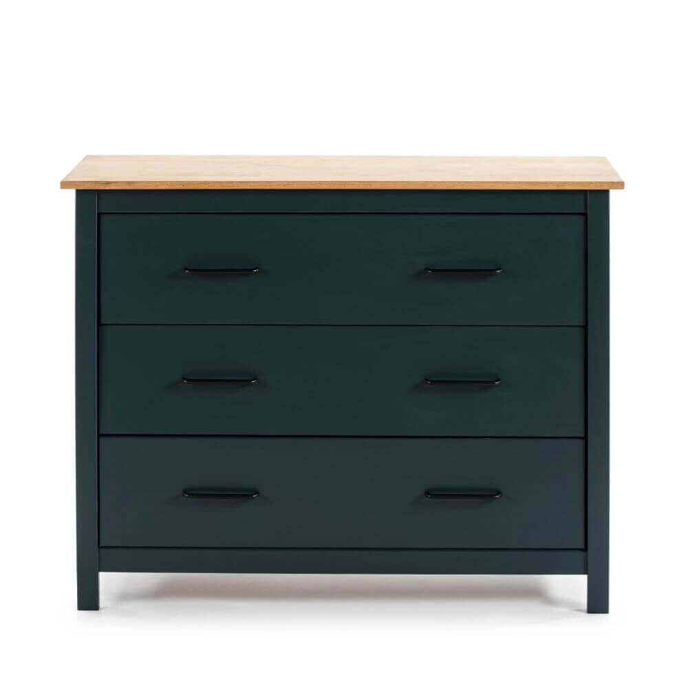 Cómoda de 3 cajones azul y roble Relax Outlet Valencia Cómoda de 3 cajones azul y roble - Imagen 4