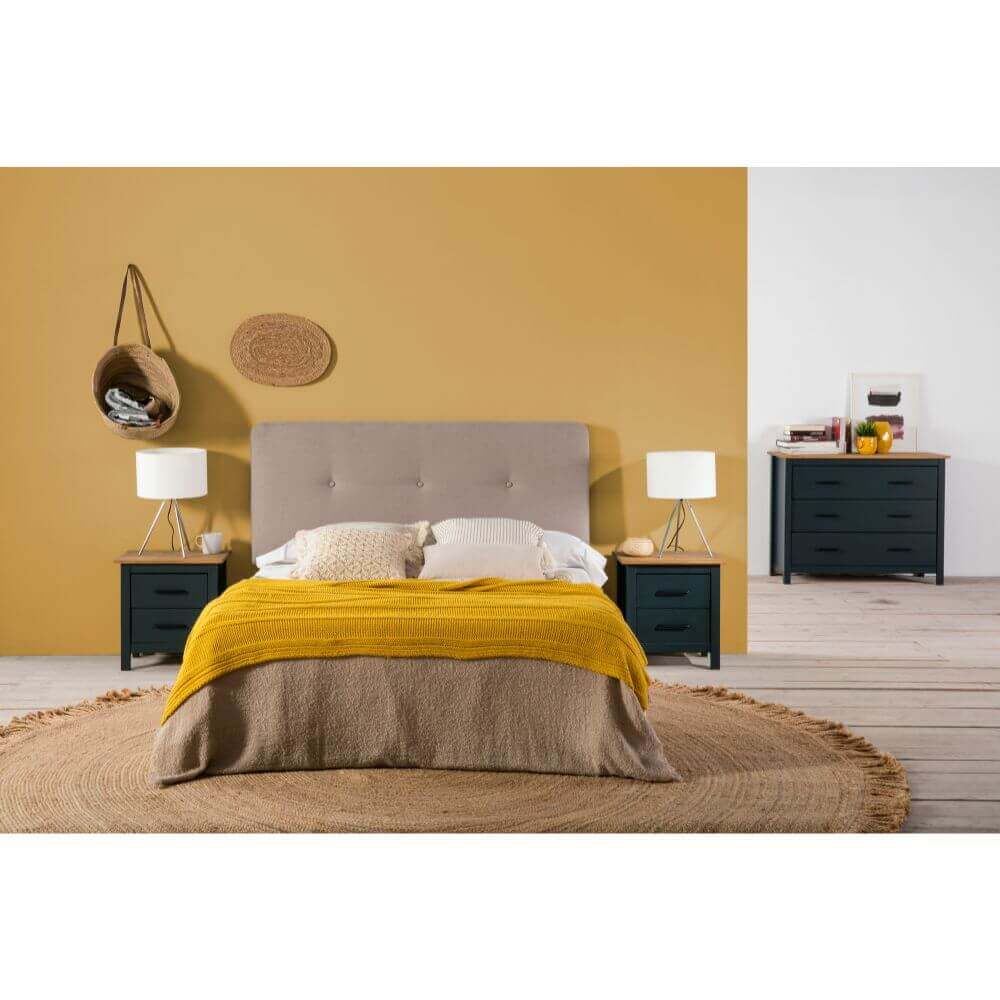 Cómoda de 3 cajones azul y roble Relax Outlet Valencia Cómoda de 3 cajones azul y roble - Imagen 3