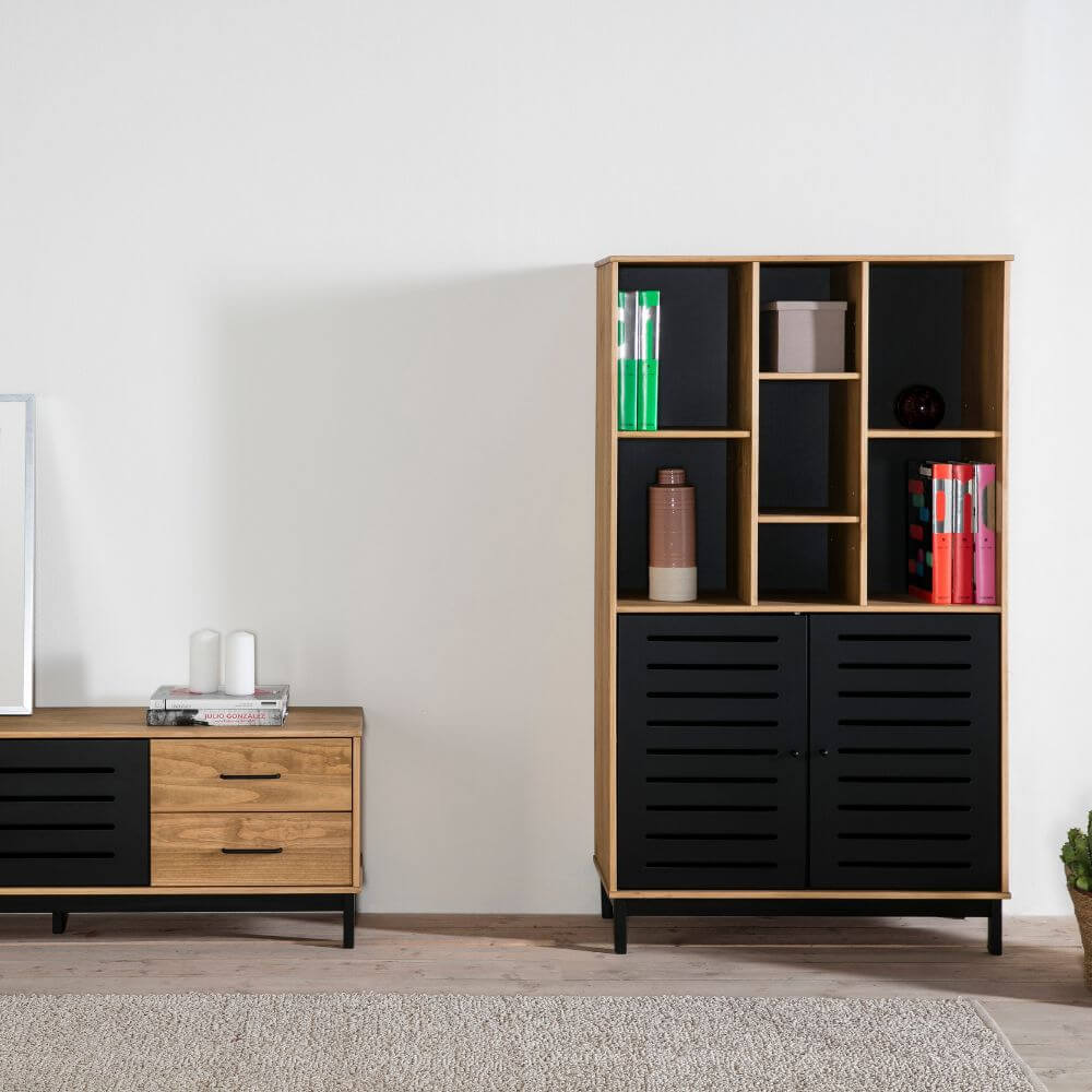 Librería Alessia 2 puertas 7 huecos Relax Outlet Valencia Librería Alessia 2 puertas 7 huecos - Imagen 3