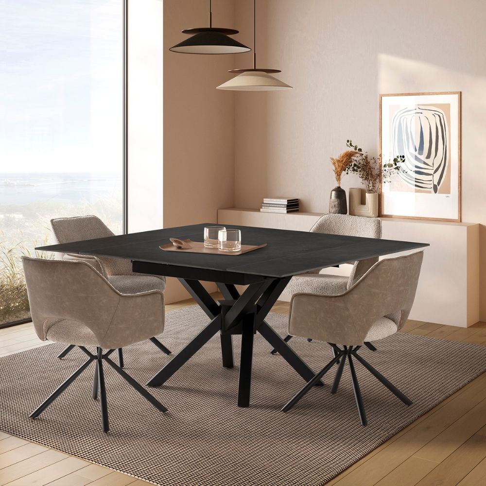Mesa cuadrada extensible de piedra Mirlene Relax Outlet Valencia Mesa cuadrada extensible de piedra Mirlene - Imagen 2