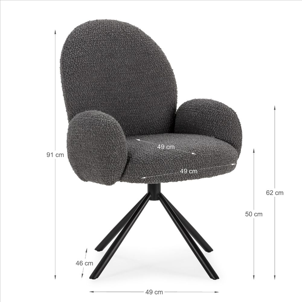 Sillón giratorio Daria gris oscuro Relax Outlet Valencia Sillón giratorio Daria gris oscuro - Imagen 3