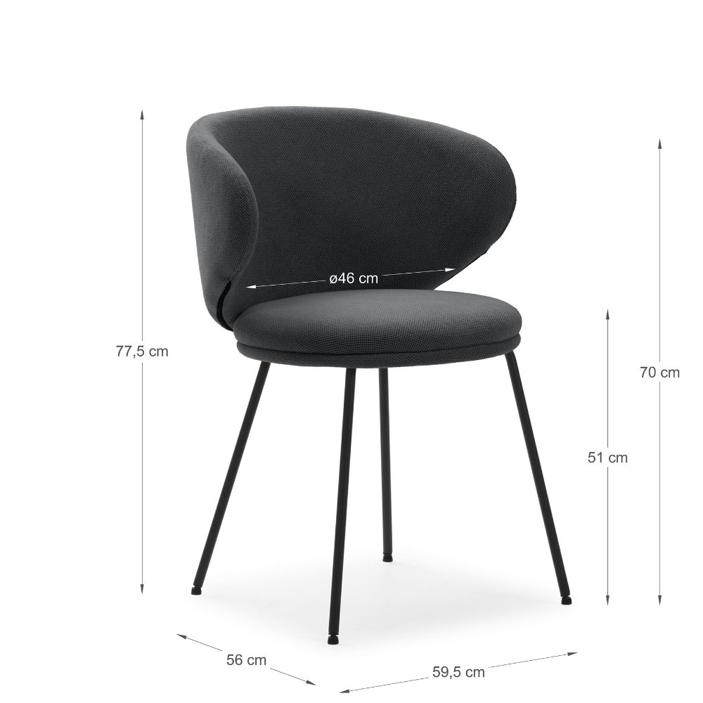 Pack de 2 sillas Rash gris oscuro Relax Outlet Valencia Pack de 2 sillas Rash gris oscuro - Imagen 3