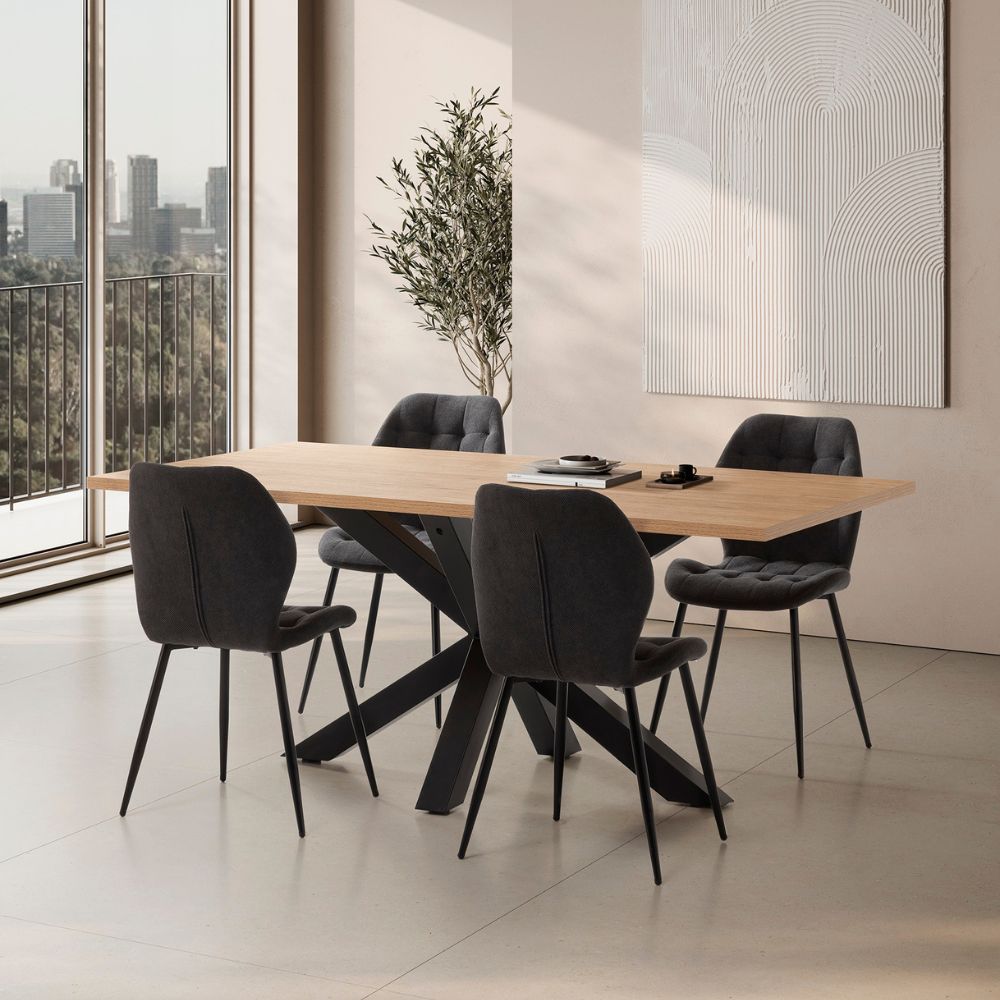 Pack de 4 sillas de tela gris oscura Malu Relax Outlet Valencia Pack de 4 sillas de tela gris oscura Malu - Imagen 3